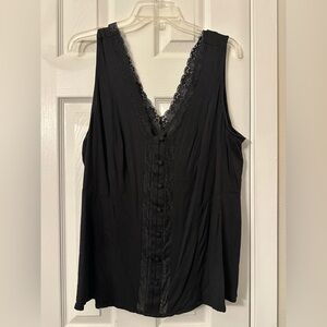 Black Button Front Tank with Lace